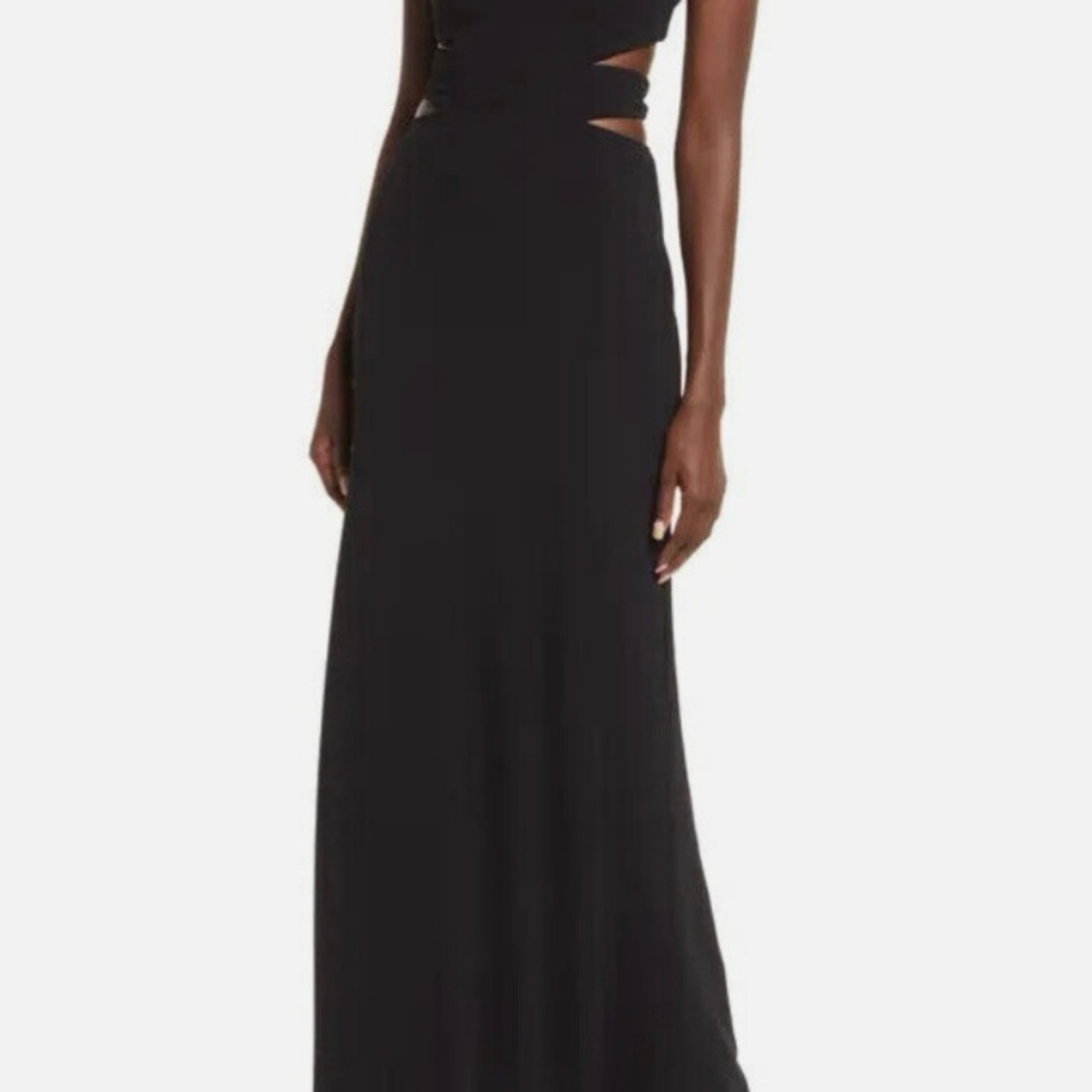 Black floor length dress with cut out sides